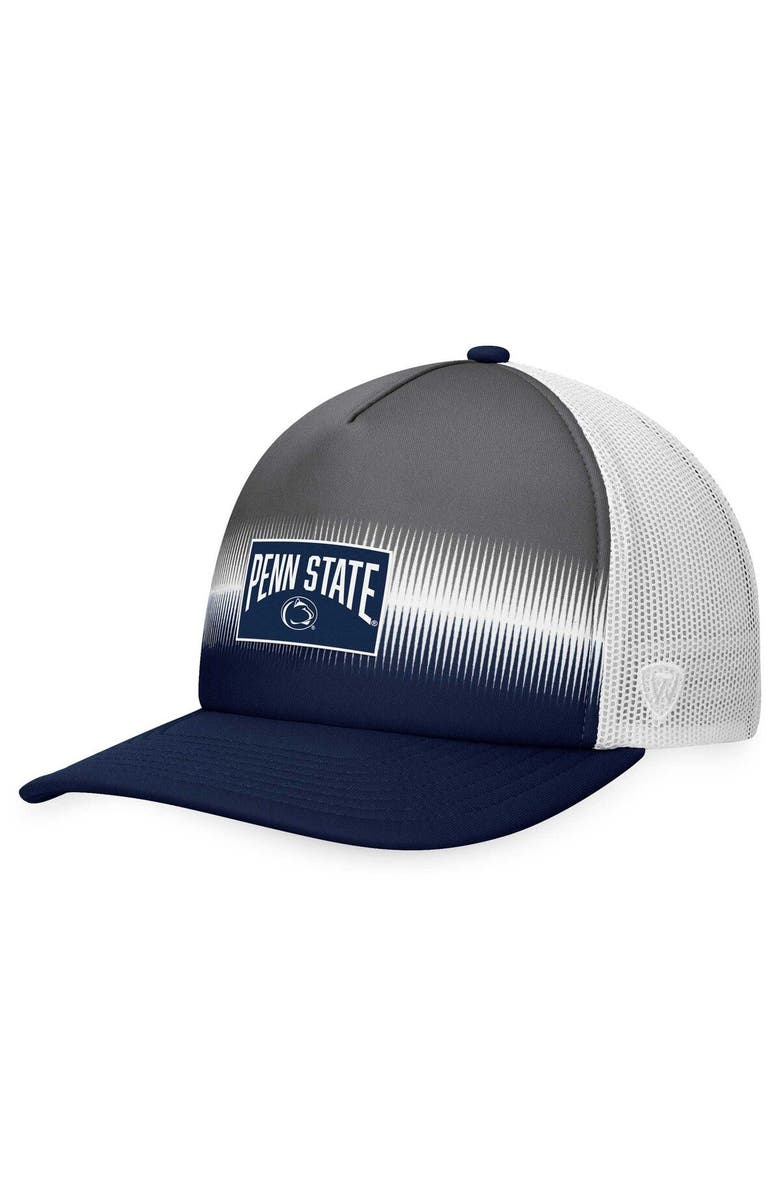 TOP OF THE WORLD Men's Top of the World Navy/Gray Penn State Nittany Lions Daybreak Foam Trucker Adjustable Hat, Main, color, Navy