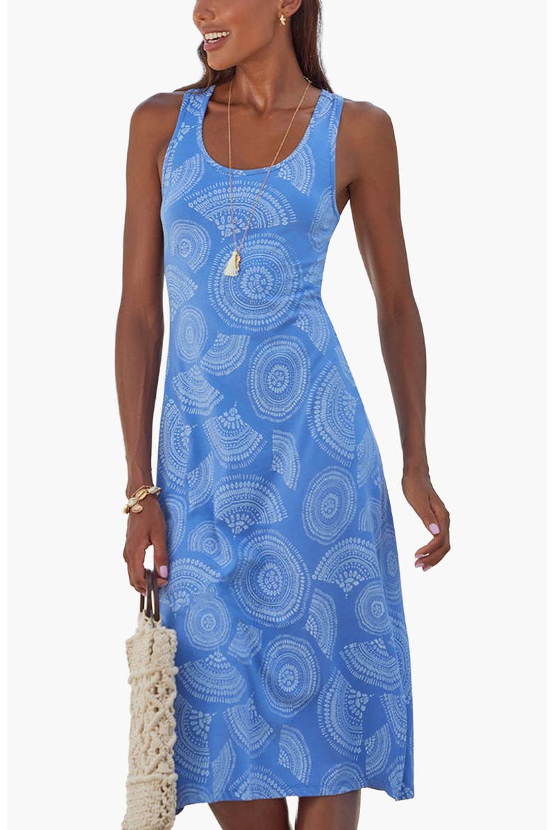 Women's Racerback Print Dress, Main, color, Blue & White