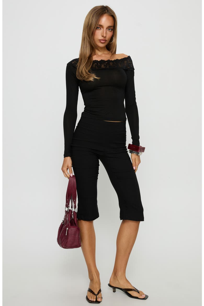 Breiann Lace Off the Shoulder Top, Alternate, color, BLACK