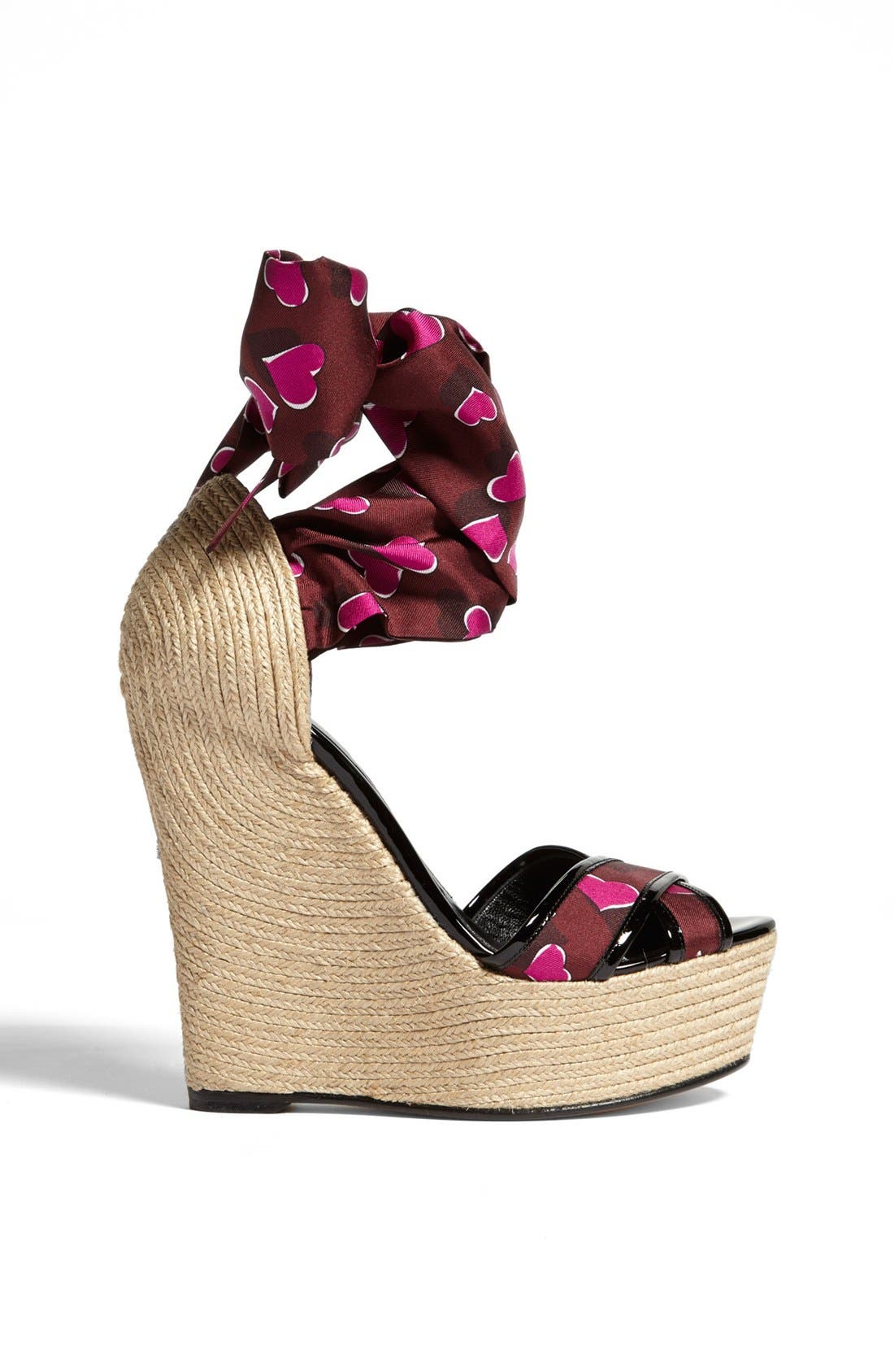 'Carolina' Print Espadrille Wedge Sandal, Alternate, color, WINE