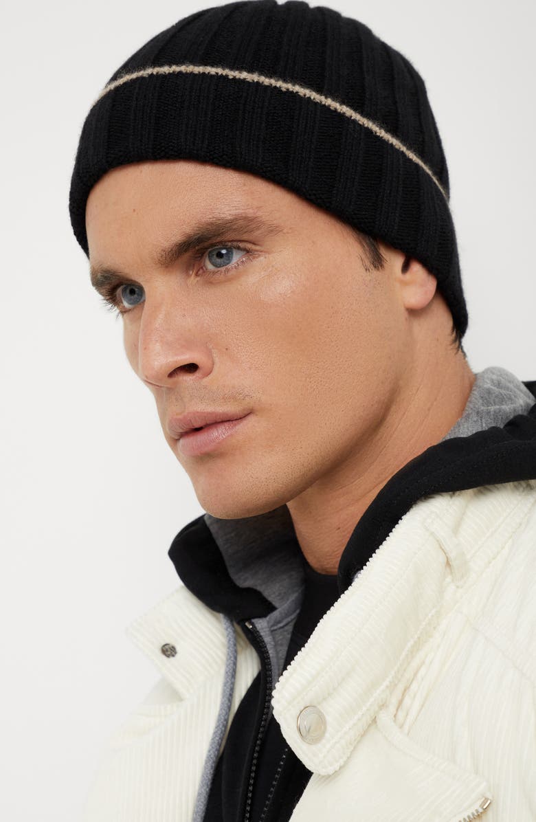 Brunello Cucinelli Cashmere rib knit beanie, Alternate, color, 