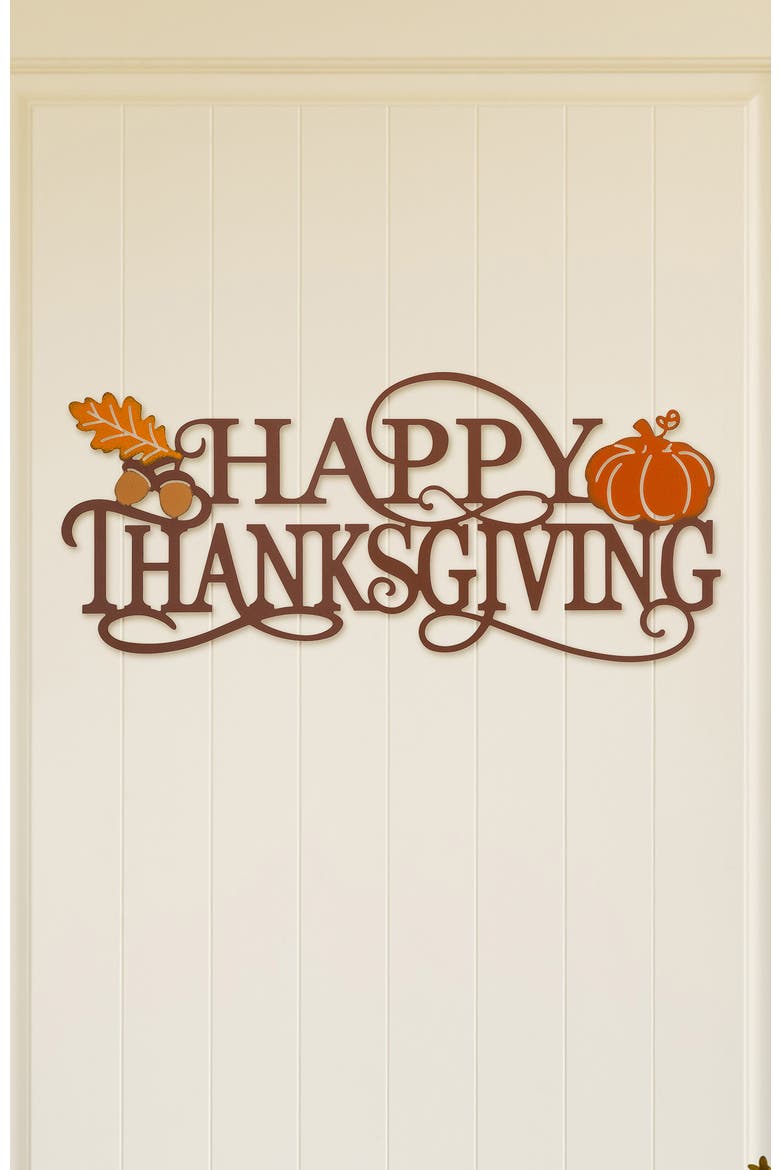 Metal HAPPY THANKSGIVING HAPPY FALL Wall Decor, Alternate, color, Orange