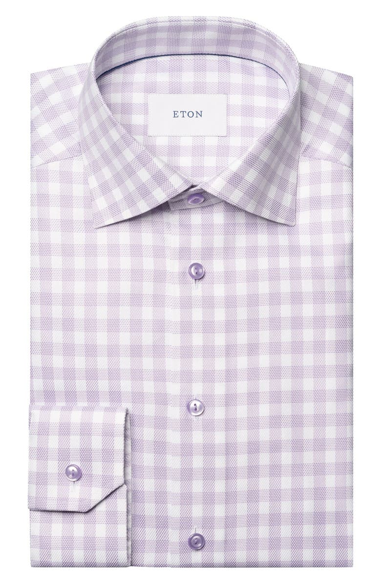 Eton Contemporary Fit Gingham Check Cotton Dobby Dress Shirt, Alternate, color, 