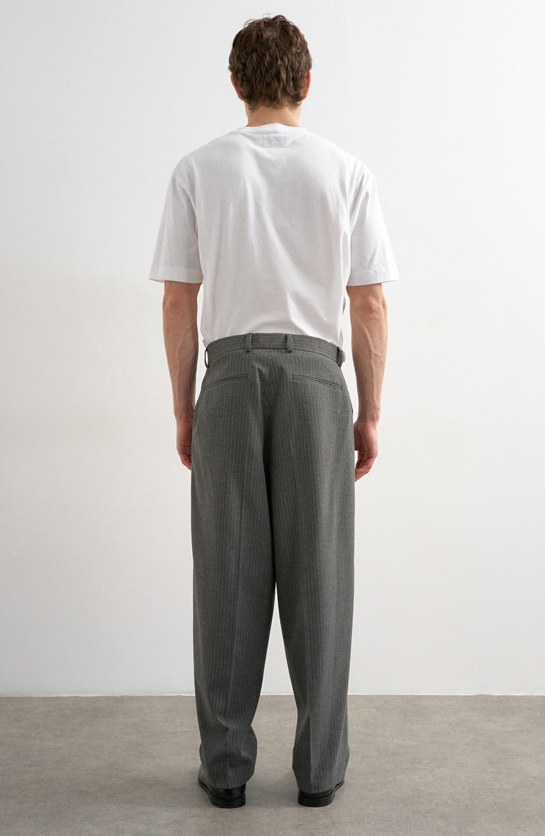 Topman Pinstripe Straight Leg Pants, Alternate, color, Charcoal