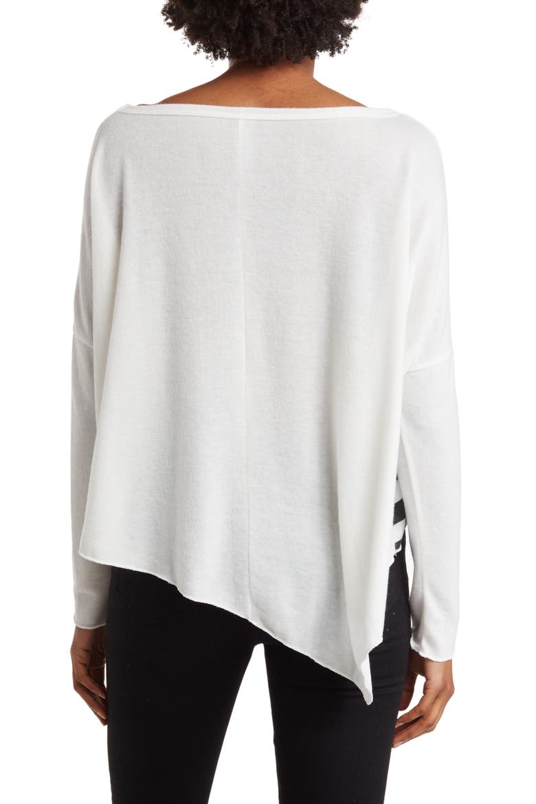 Dolman Sleeve Asymmetric Hem Top, Alternate, color, BLACK