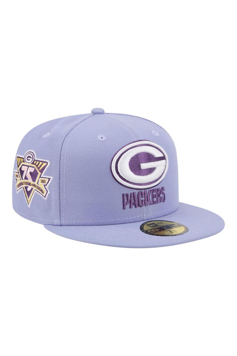 Men's New Era Light Purple Green Bay Packers Lavender Bloom 59FIFTY Fitted Hat, Alternate, color, Light Purple