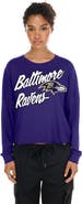 New Era Women's New Era Purple Baltimore Ravens Cropped Oversized Long Sleeve T-Shirt