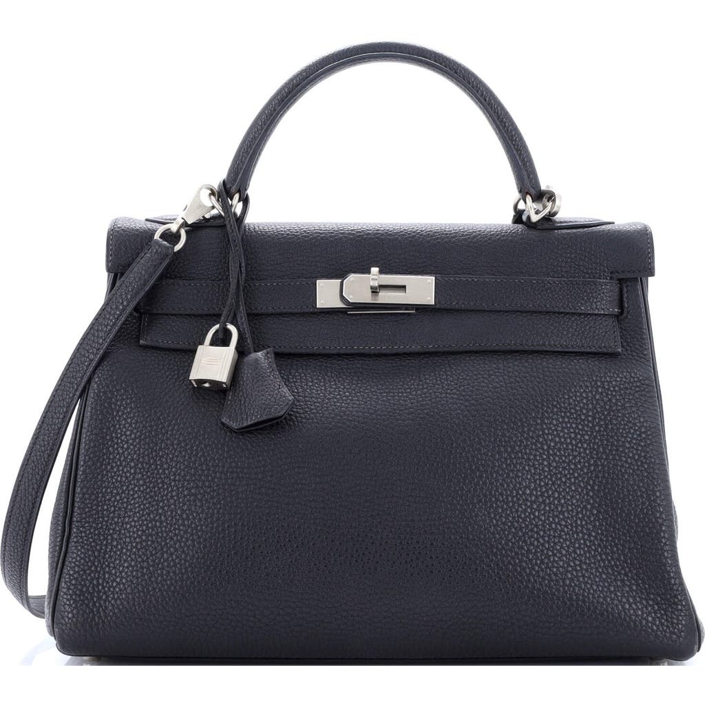 Pre-owned Hermes Hermes Kelly Handbag Black Togo With Brushed Palladium Hardware 32 In Black