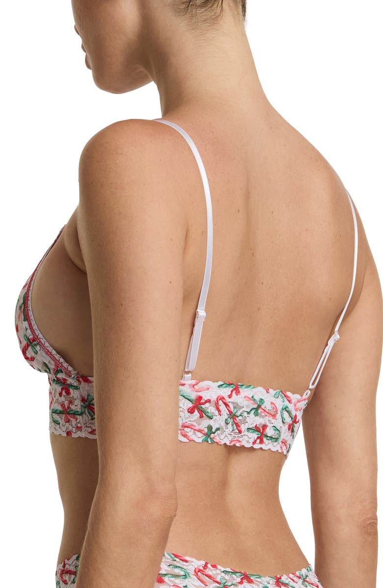 Hanky Panky Padded Lace Bralette, Alternate, color, Candy Cane Delight White