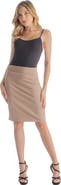 24seven Comfort Apparel Petites Solid Color Elastic Waist Knee Length Pencil Skirt