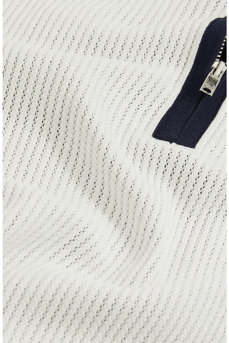 Varley Rib Colorblock Zip Polo Sweater, Alternate, color, WHITE/ NAVY