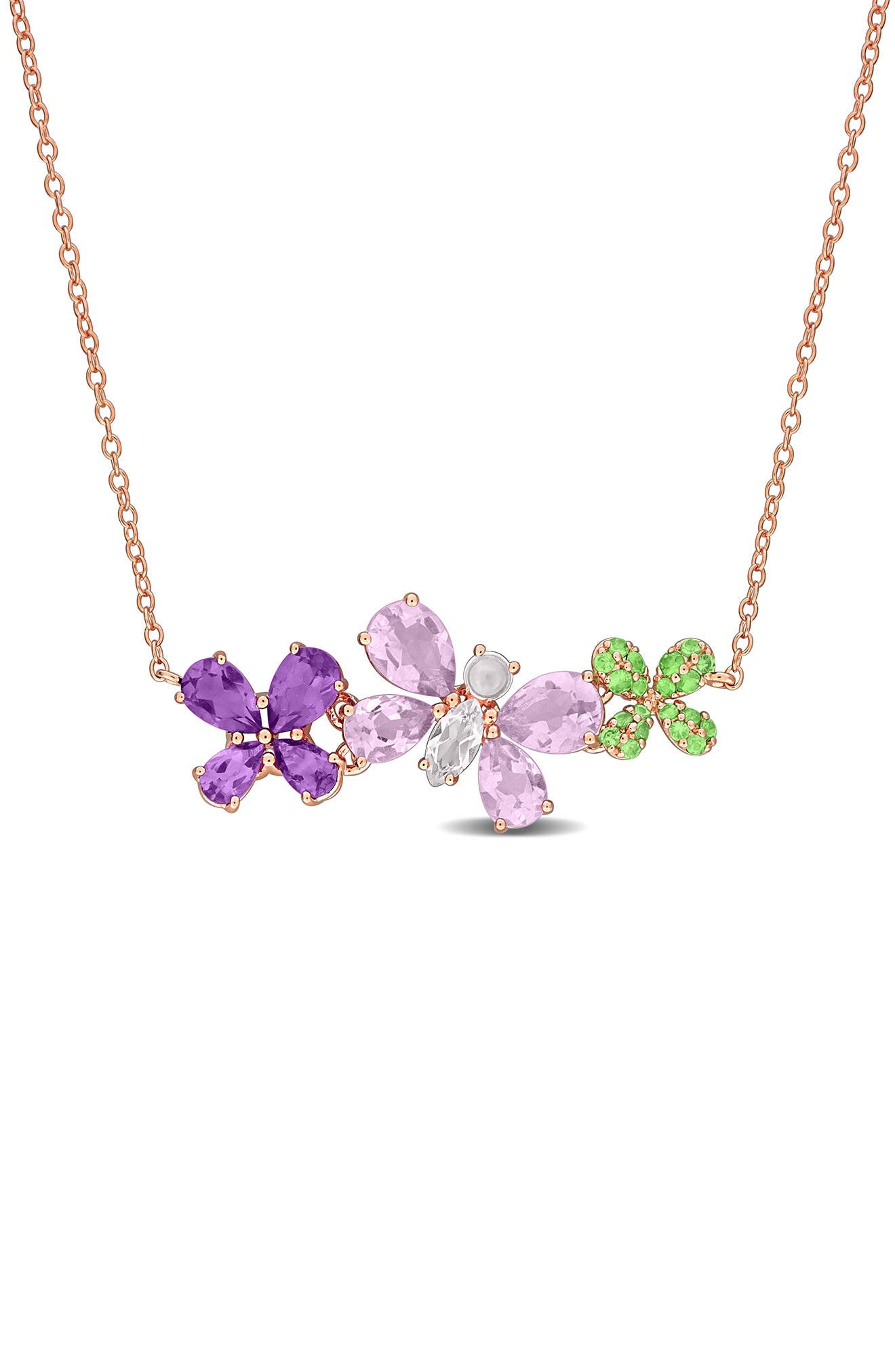 Multi-Gem Butterfly Pendant Necklace