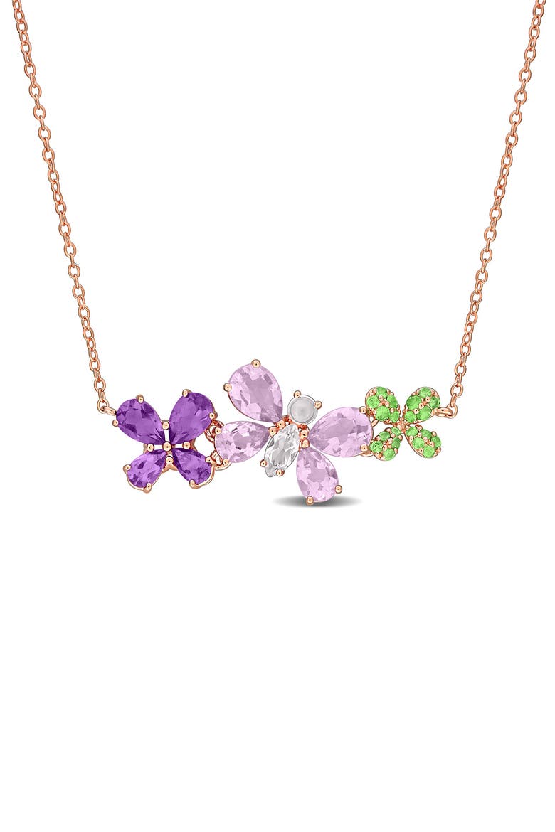Multi-Gem Butterfly Pendant Necklace, Main, color, PURPLE