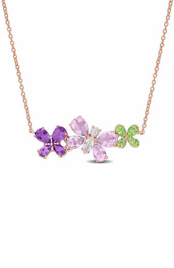 Multi-Gem Butterfly Pendant Necklace