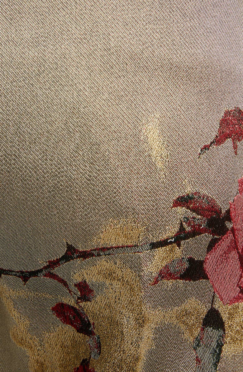 Dries Van Noten Poumas Rose Jacquard Ankle Pants, Alternate, color, Gol