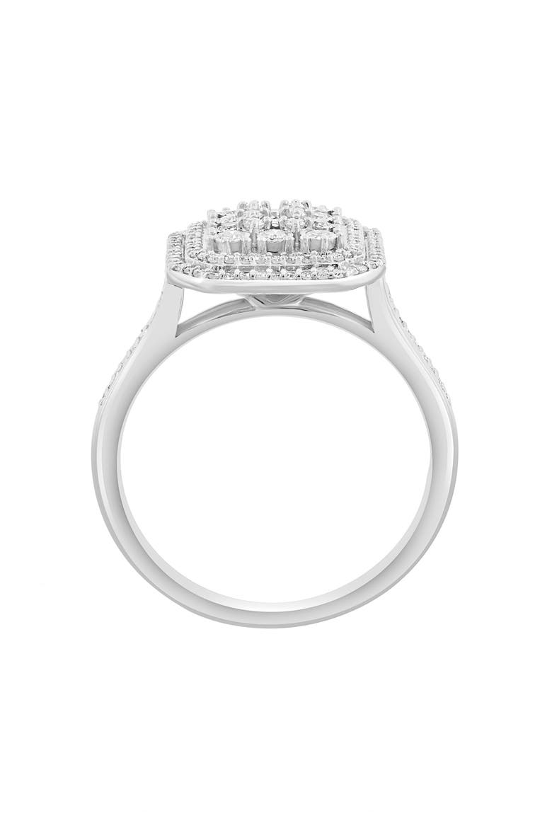Sterling Silver Pavé Diamond Double Halo Ring, Alternate, color, WHITE