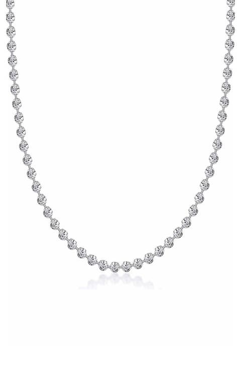 Sterling Silver Moon Ball Chain Necklace