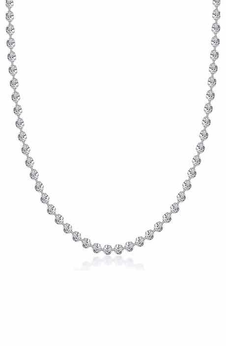 BEST SILVER Sterling Silver Moon Ball Chain Necklace