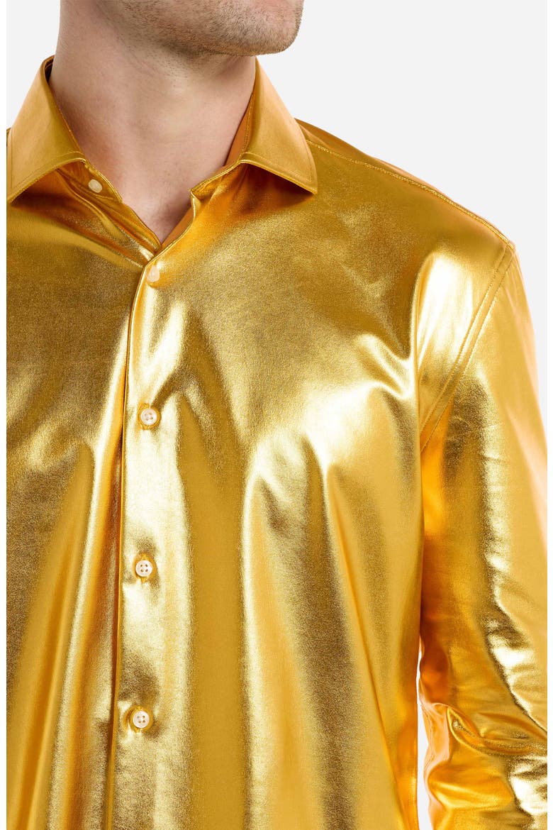 Groovy Gold Modern Tailored Fit Button-Up Shirt, Alternate, color, GOLD