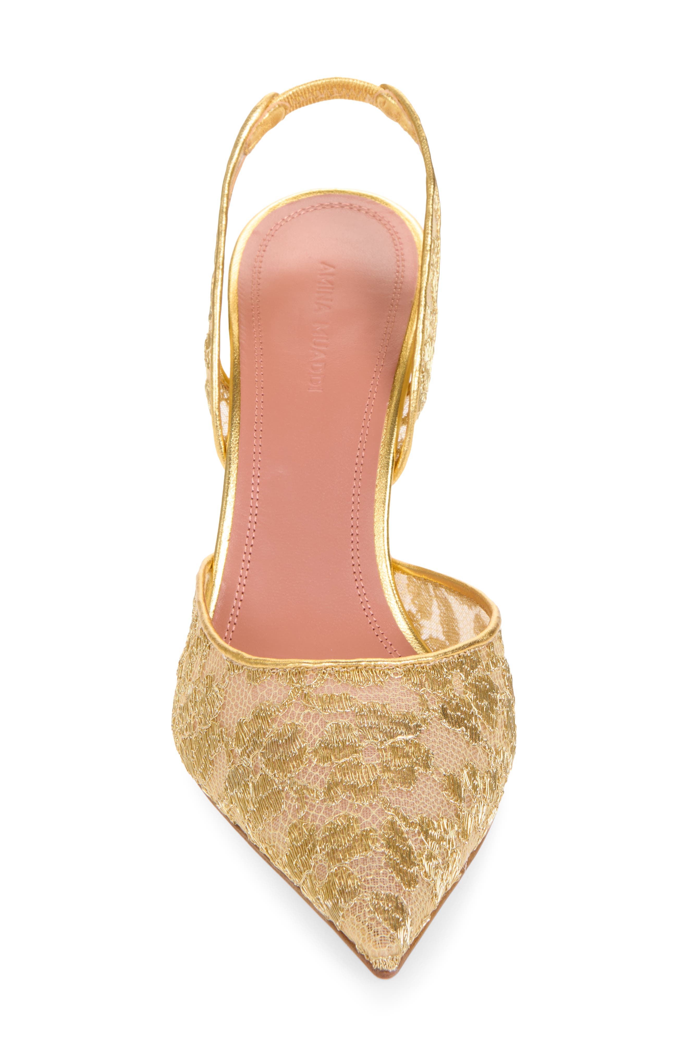 Amina Muaddi Holli Metallic Lace Slingback Pump (Women) | Nordstrom