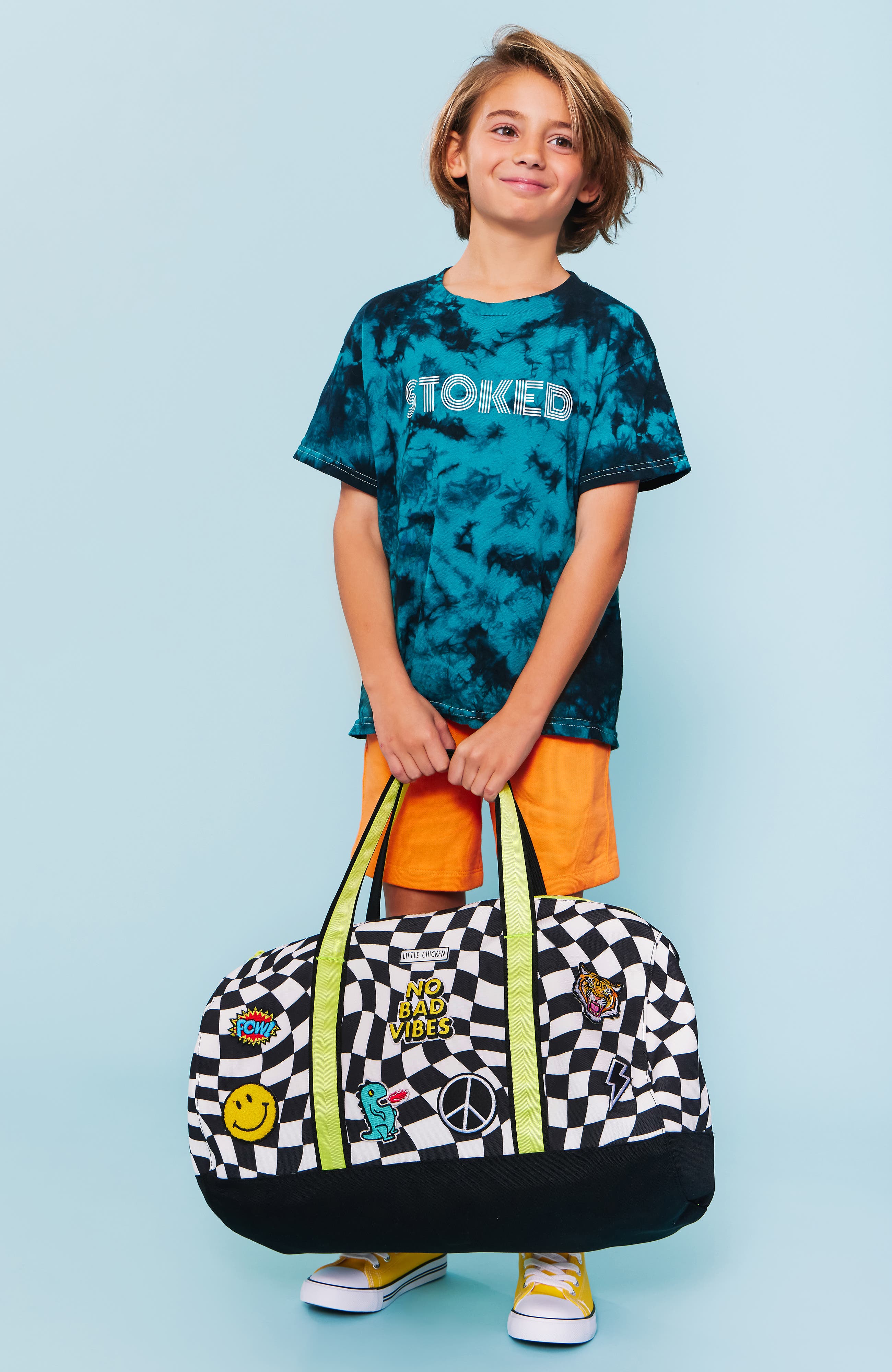 Little Chicken Kids' Travel Duffle Bag with Patches, Alternate, color, 