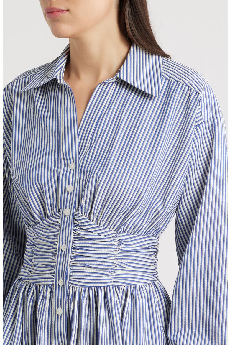 Stripe Long Sleeve Seersucker Mini Shirtdress, Alternate, color, BLUE MULTI
