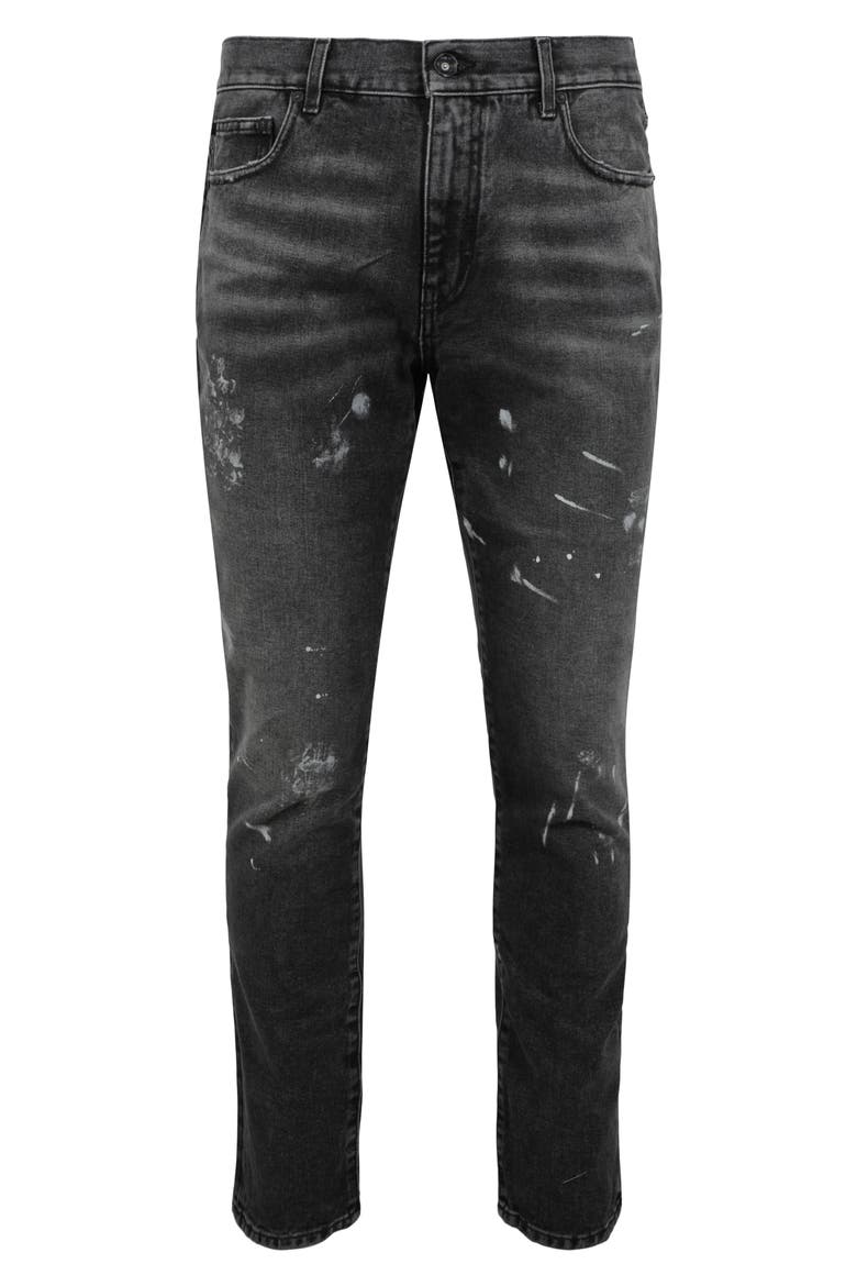 Diag Outline Paint Skinny Jeans, Main, color, BLACK