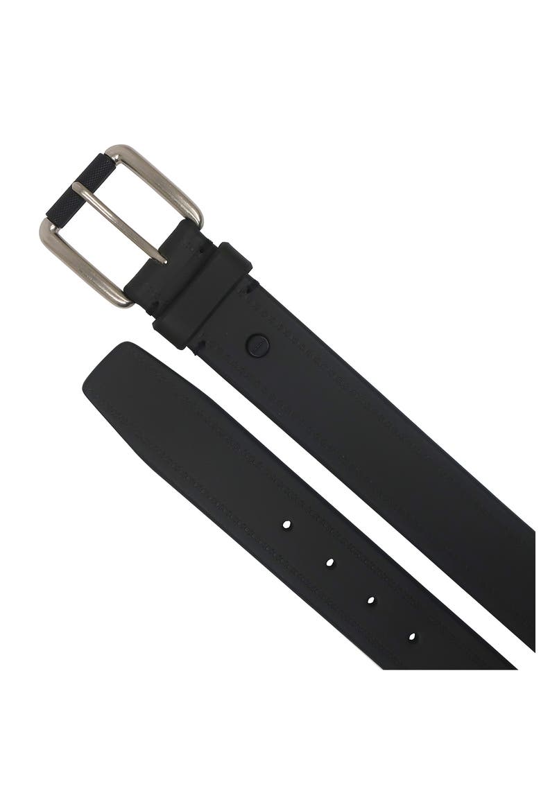 Antiqued Roller Buckle Leather Belt, Alternate, color, BLACK