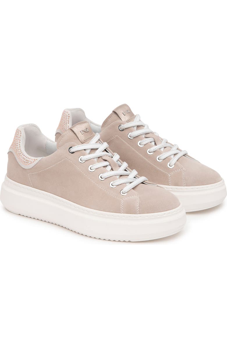 NeroGiardini Suede Retro Sneaker, Main, color, Beige