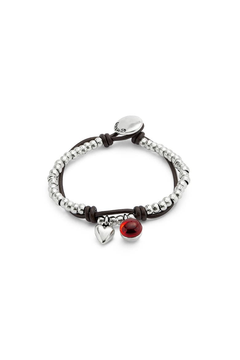 Red Murano Bead Strap, Main, color, Silver