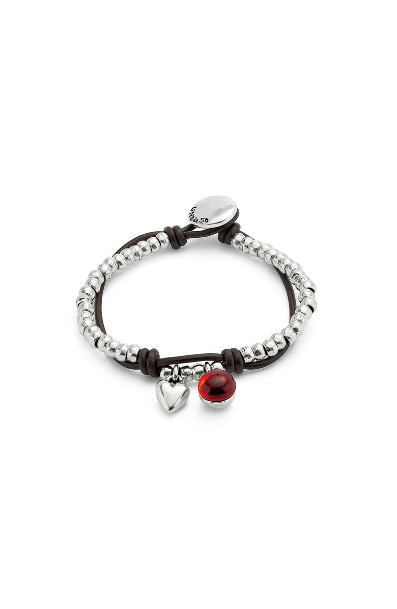 UNODE50 Red Murano Bead Strap, Main, color, Silver