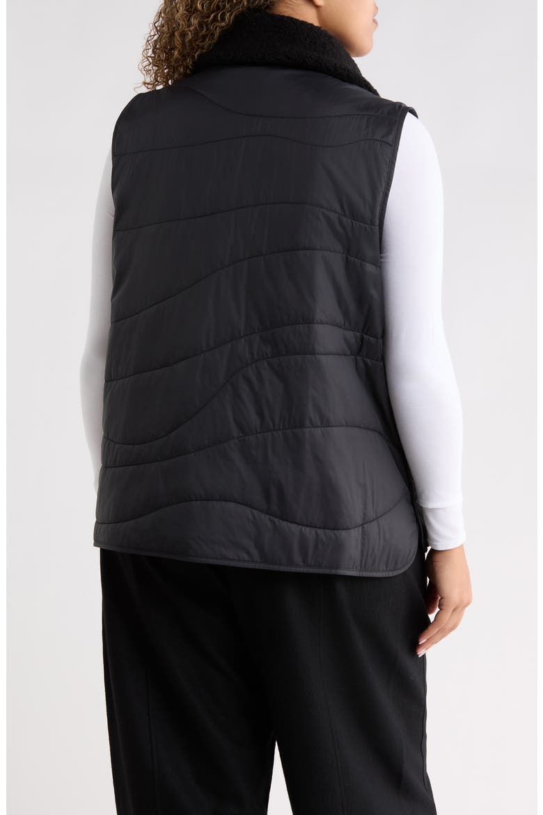 Quilted Recycled Nylon Vest, Alternate, color, BLACK