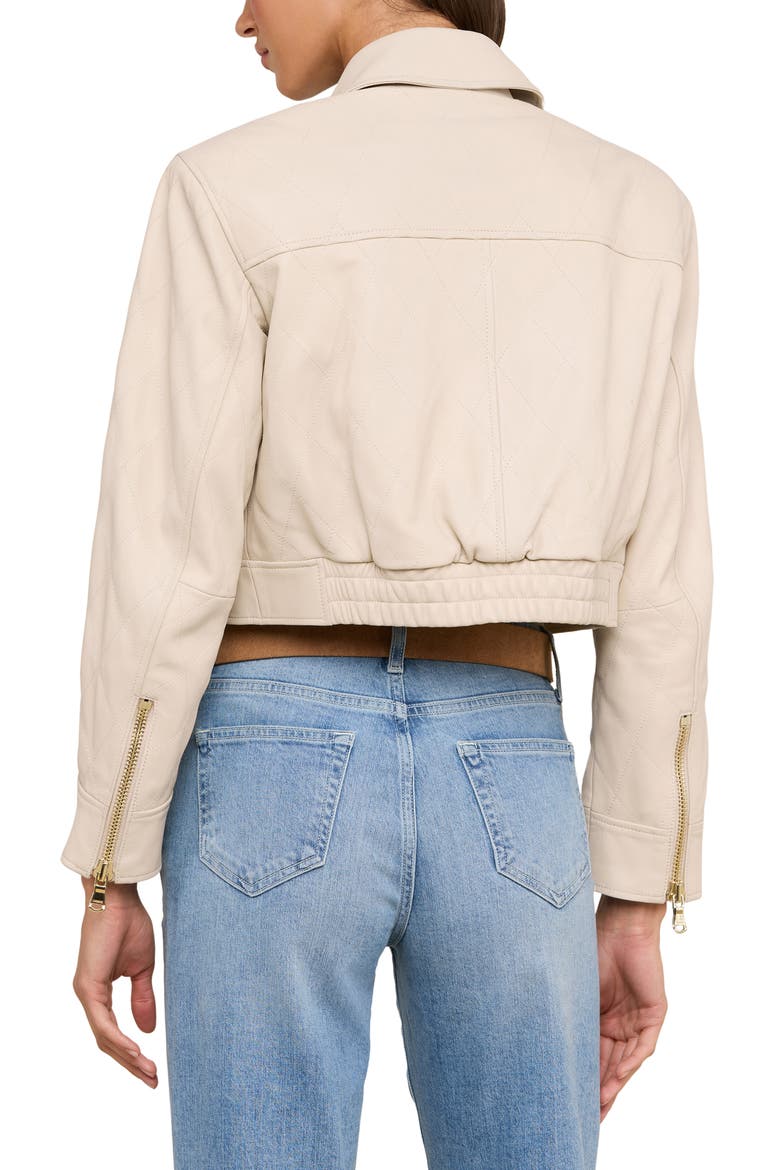 Micah Quilted Leather Crop Jacket, Alternate, color, BISCUIT