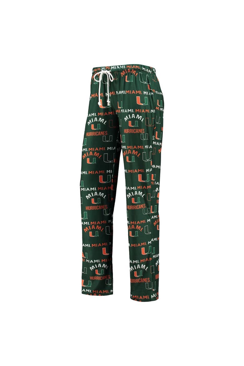 Women's Concepts Sport Green/White Miami Hurricanes Flagship Long Sleeve T-Shirt & Pants Sleep Set, Alternate, color, Green