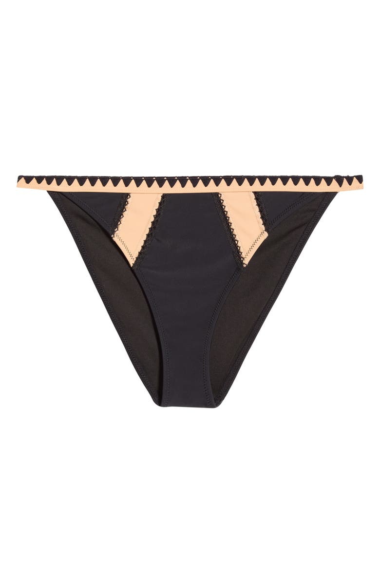 Ramy Brook Kendra Embroidered Trim Bikini Bottoms, Alternate, color, Black Colorblock