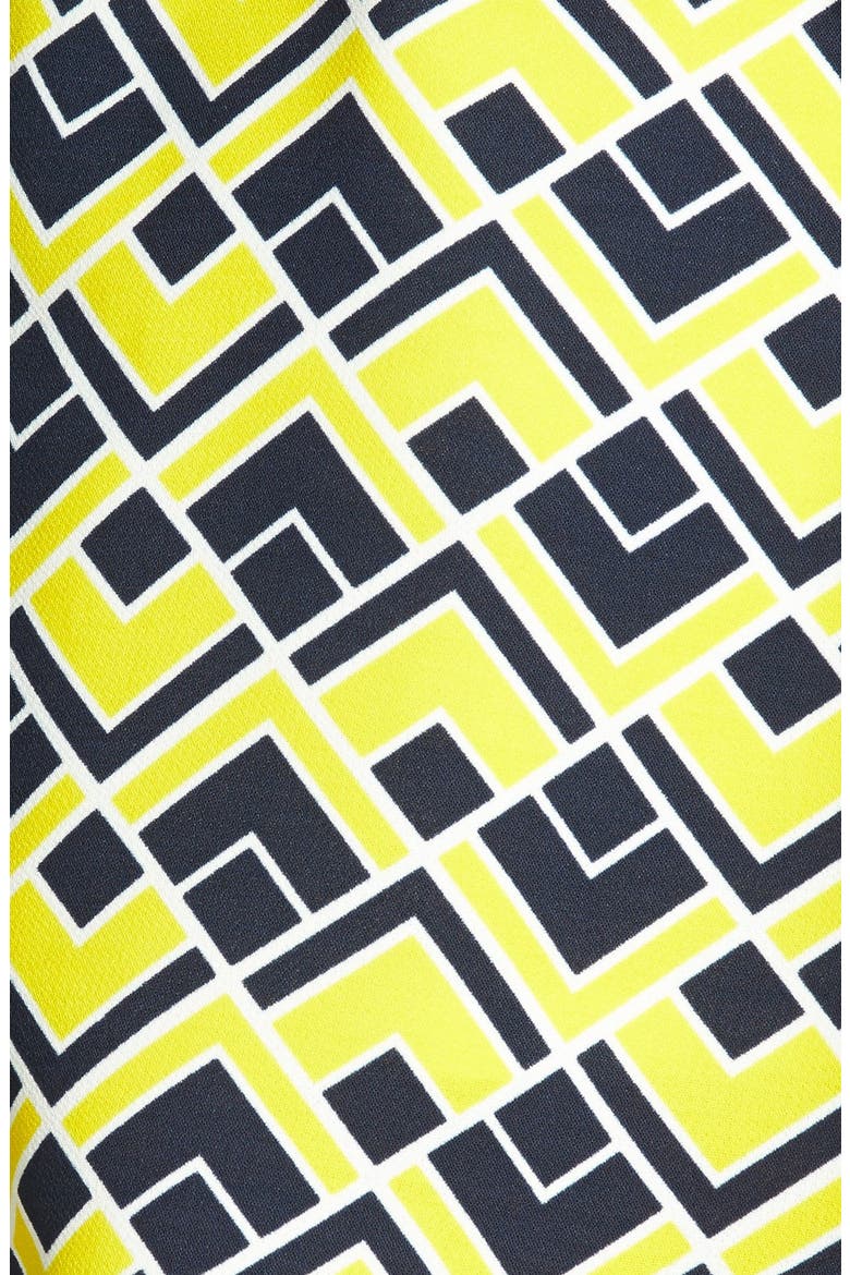 JOA Geometric Print Skater Skirt, Alternate, color, NAVY/ YELLOW