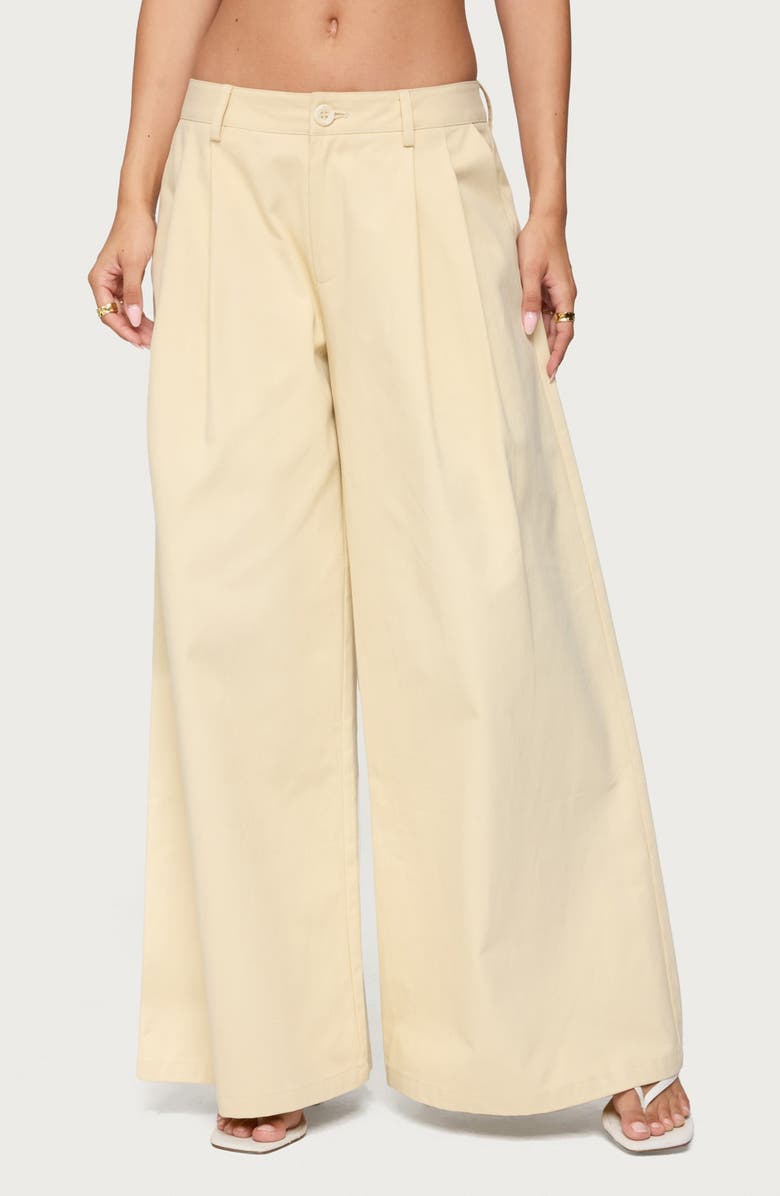 EDIKTED Lennon Ultrawide Leg Pants, Main, color, Beige