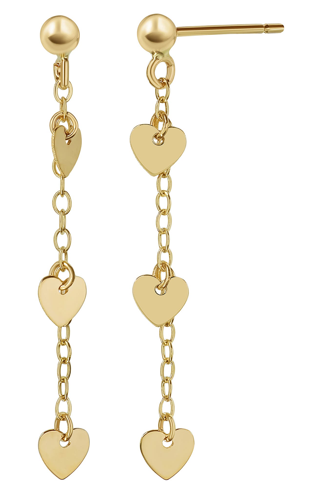 Bony Levy 14K Gold Heart Chain Drop Earrings