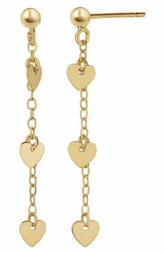 Bony Levy 14K Gold Heart Chain Drop Earrings