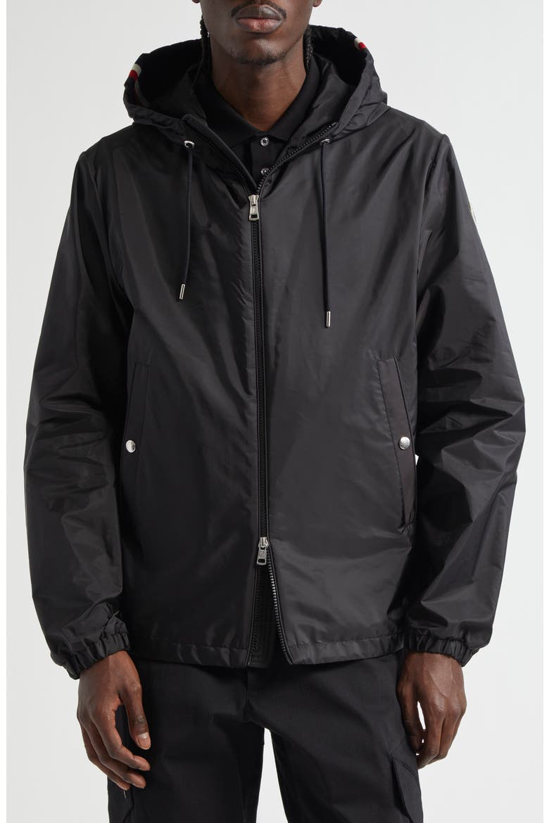 Grimpeurs Hooded Water Repellent Nylon Jacket, Main, color, BLACK/ BLACK
