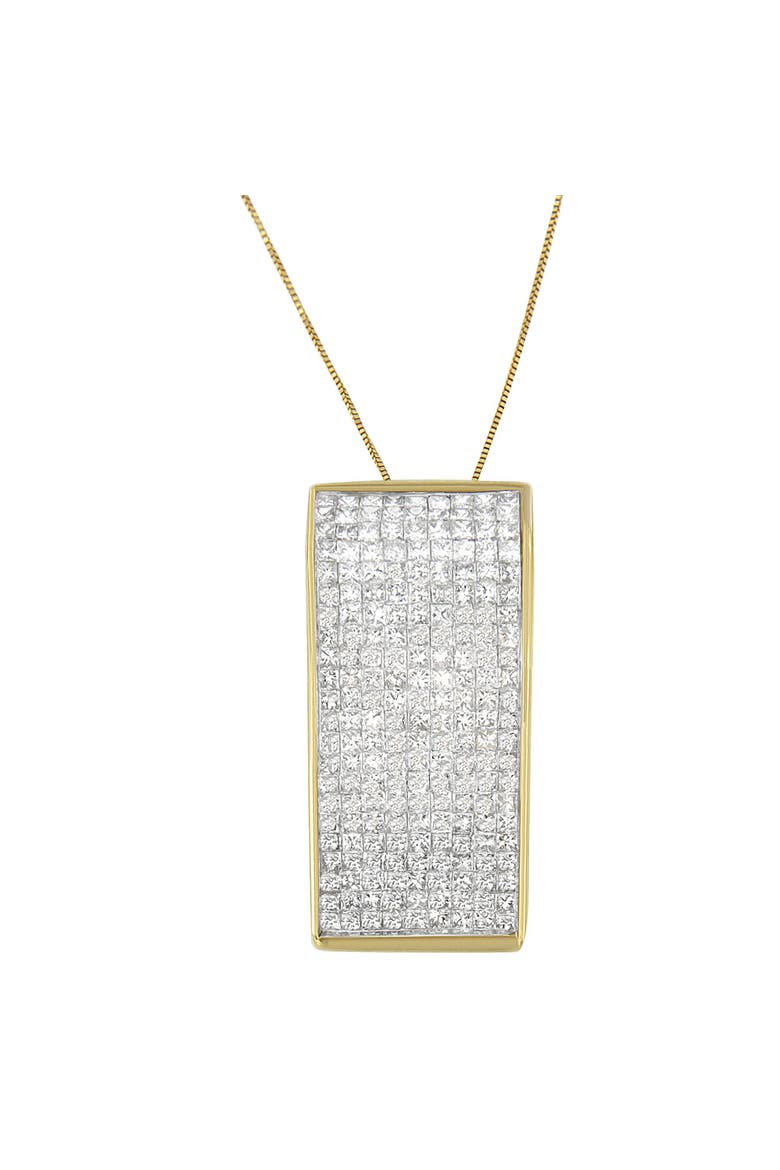 14K Yellow Gold Princess Cut Diamond Block Pendant Necklace, Main, color, Yellow