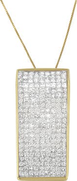Haus of Brilliance 14K Yellow Gold Princess Cut Diamond Block Pendant Necklace
