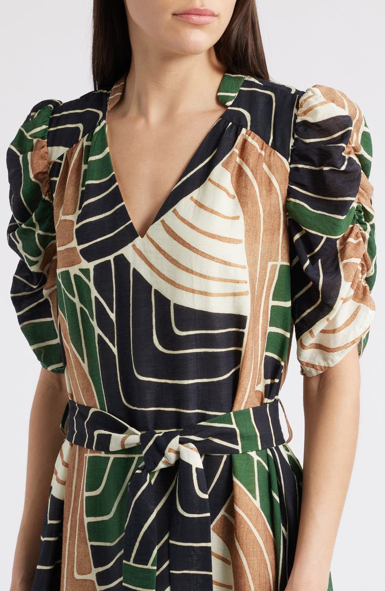 CIEBON Merl Tie Waist Midi Dress, Alternate, color, 