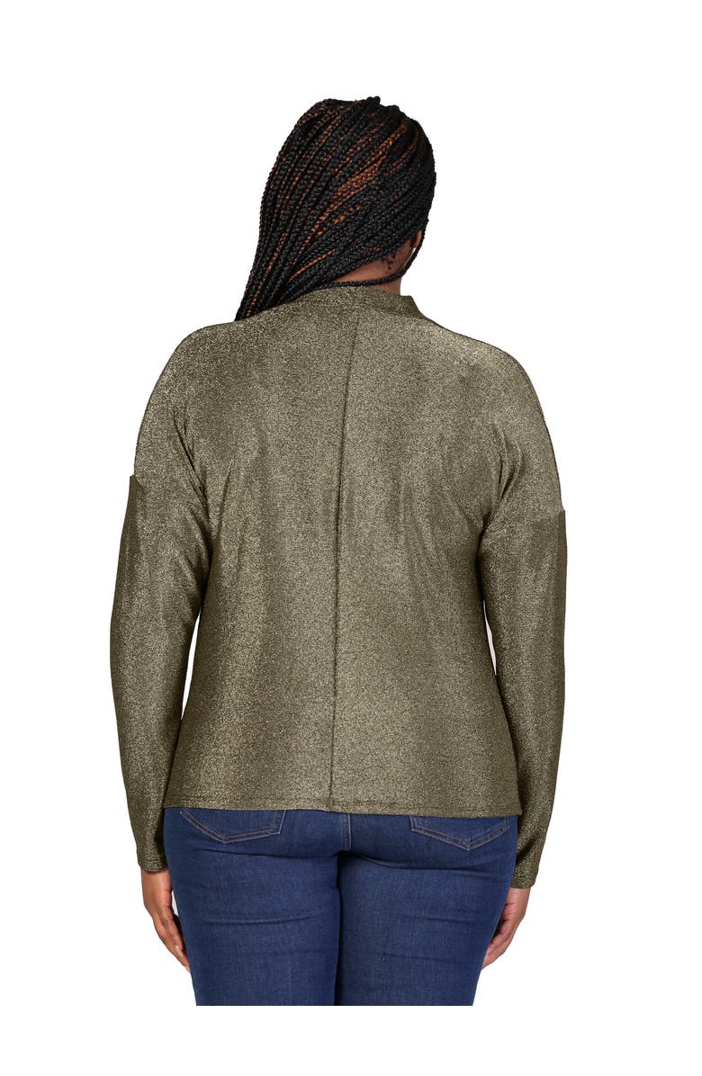 24seven Comfort Apparel Cowl Neck Long Sleeve Shimmery Fabric Top, Alternate, color, Gold
