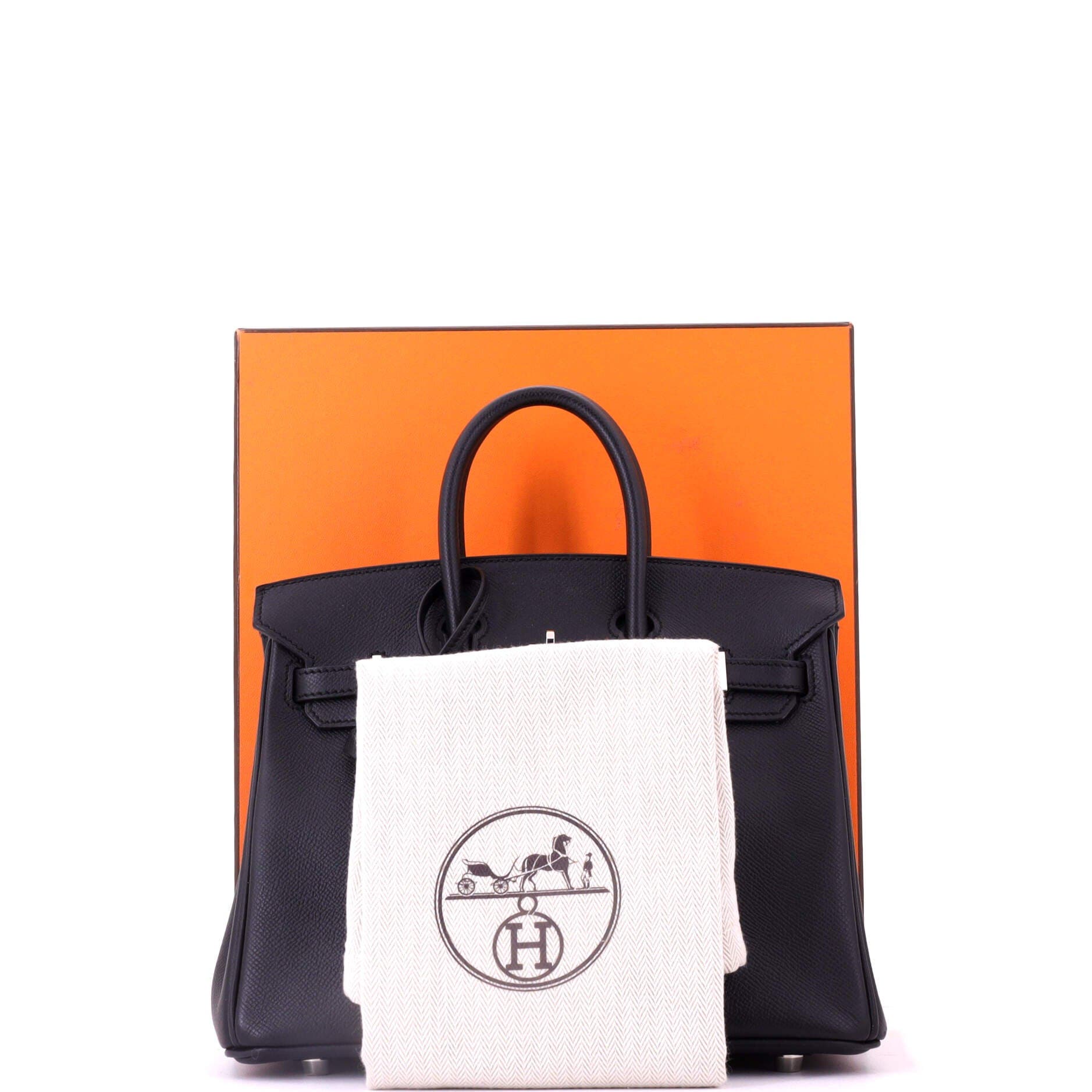 Pre-Owned Hermes Birkin Handbag Black Epsom with Palladium Hardware 25, Alternate, color, Noir