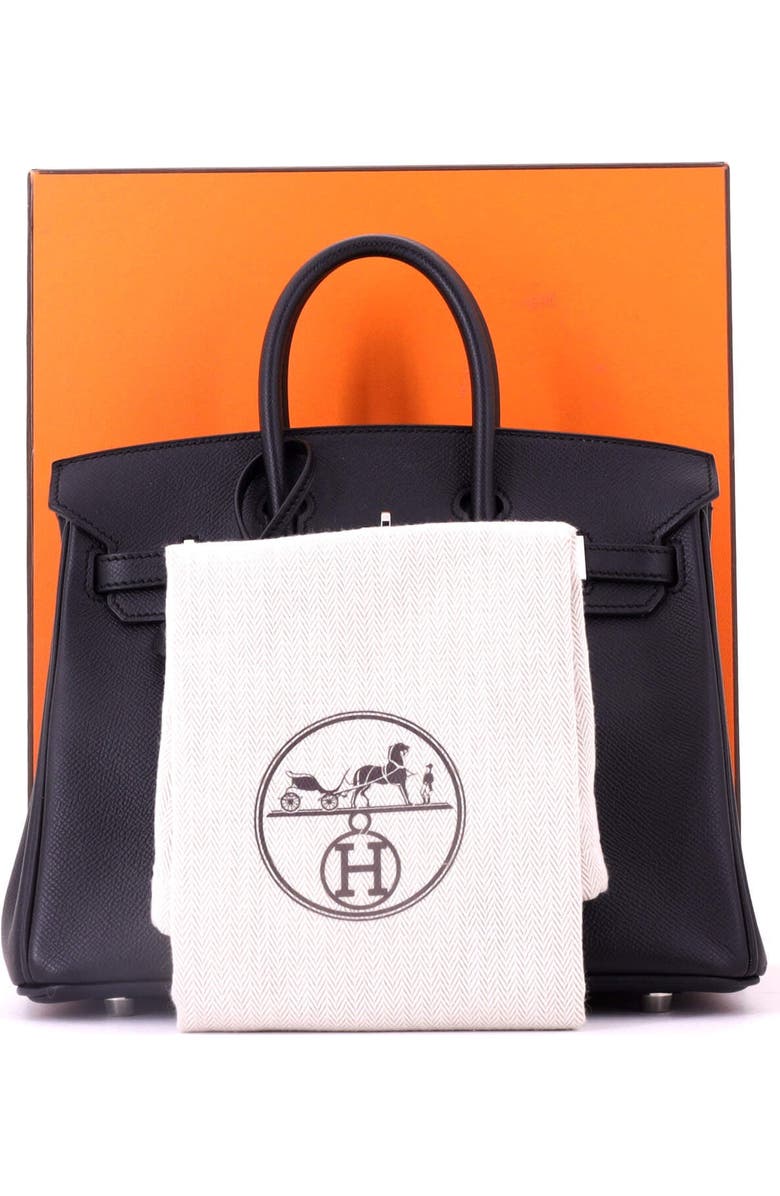 Pre-Owned Hermes Birkin Handbag Black Epsom with Palladium Hardware 25, Alternate, color, Noir