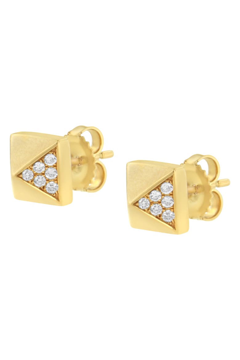 14K Yellow Gold 1/4 Cttw Diamond Pyramid Stud Earring, Alternate, color, Yellow