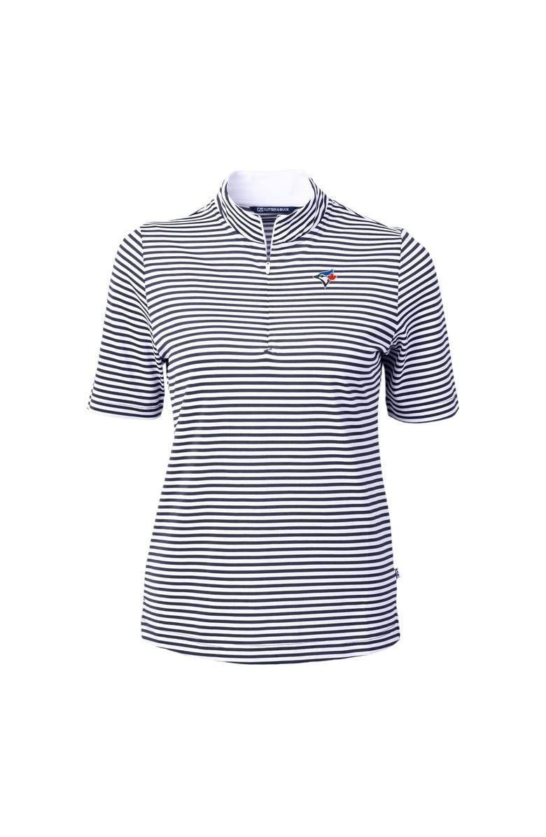 Cutter & Buck Women's Cutter & Buck  Navy Toronto Blue Jays Virtue Eco Pique Stripe Top, Alternate, color, Navy