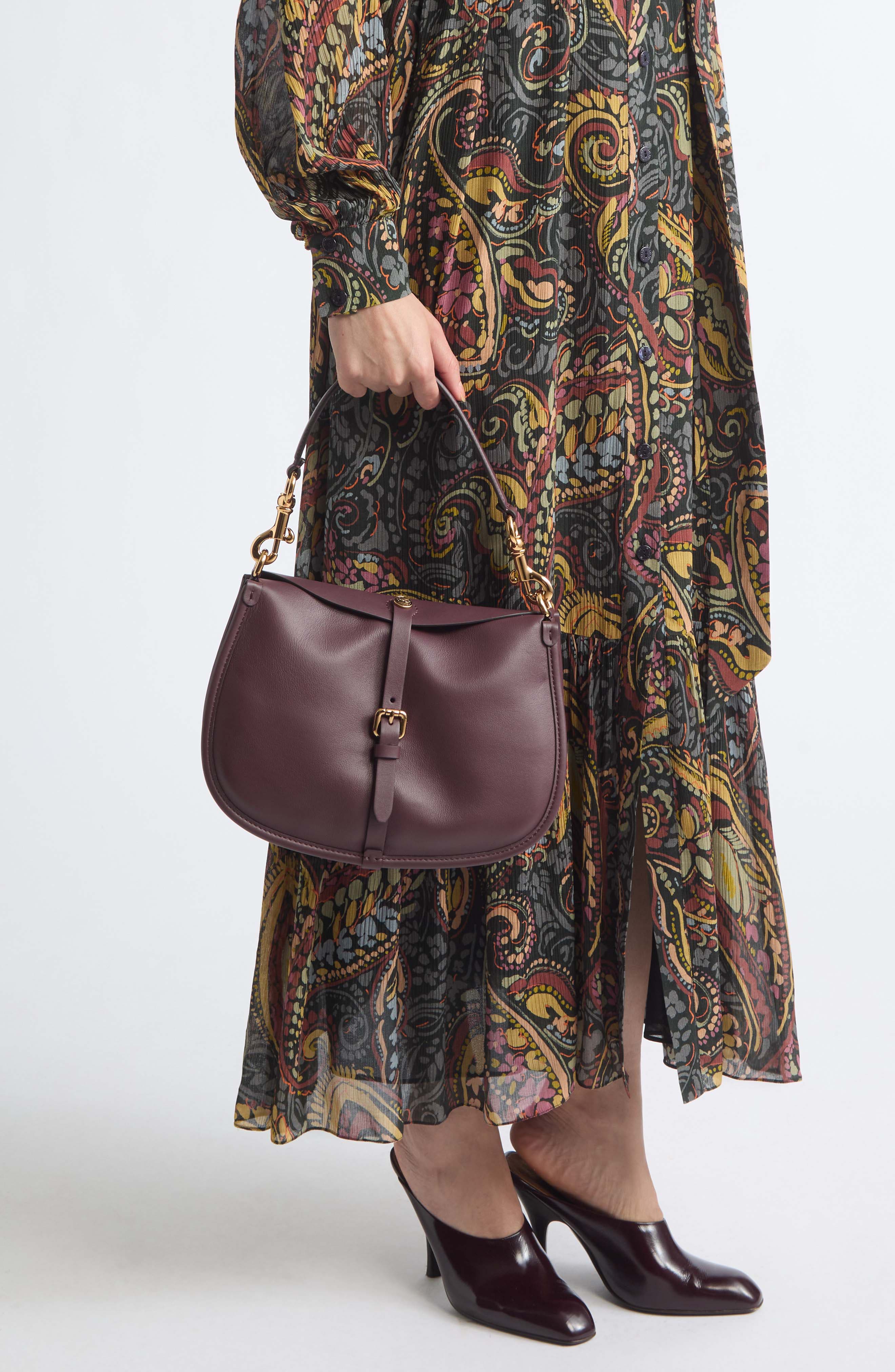 Leather Hobo Bag, Alternate, color, WINE COLOUR