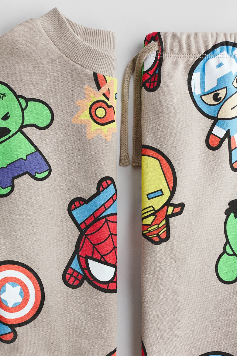 2-piece Printed Sweatshirt Set, Alternate, color, Beige/Marvel Comics